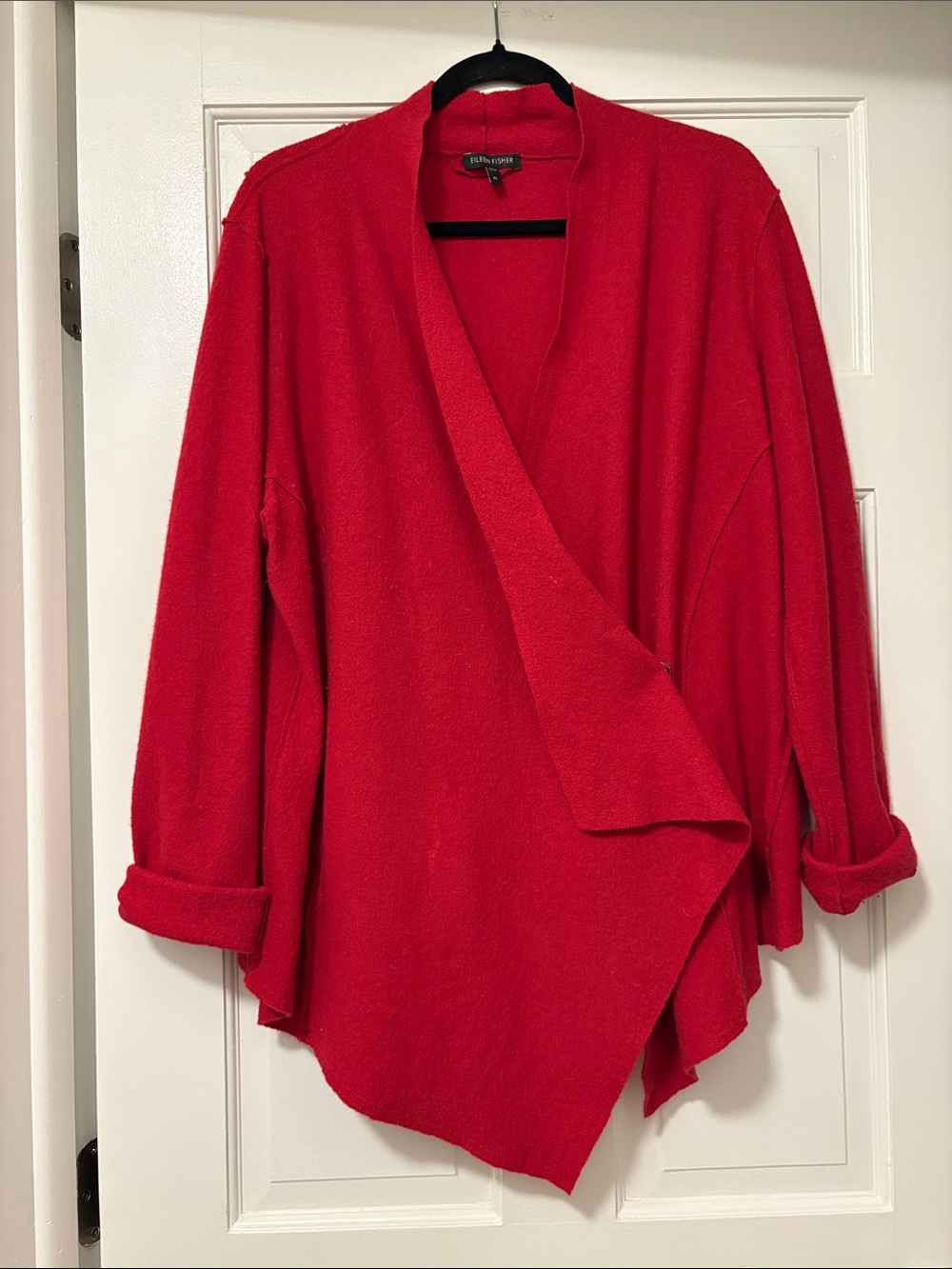 Eileen Fisher Vibrant Red Wool Wrap Cardigan